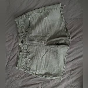Green jean shorts
